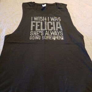 Bling is the New Black custom rhinestone "Felicia goes everywhere" tank top